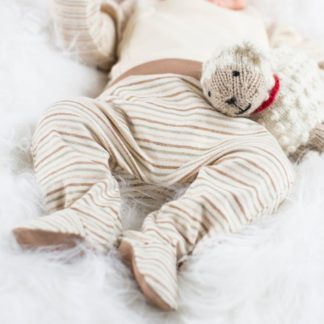 Geringelte Babyhose mit Fuß aus Bio Pima Baumwolle