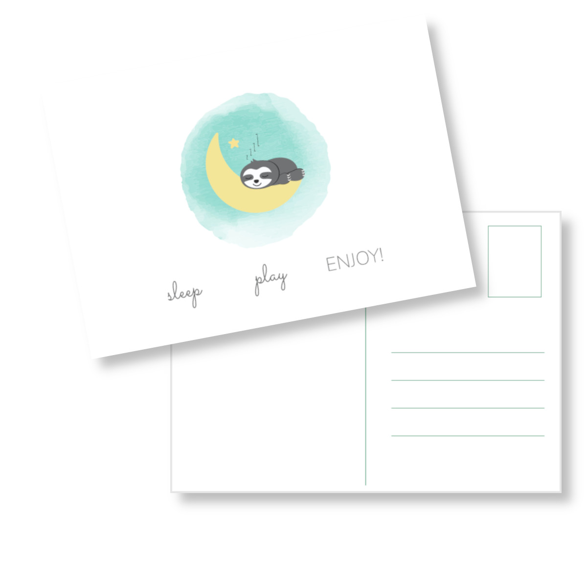 Postkarte Faultier_Grüße zur Geburt (1) Postkarte Faultier_Grüße zur Geburt (1)